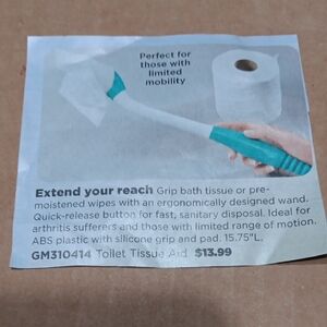 Toilet Tissue Aid with Teal Grip